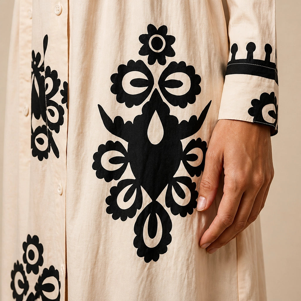 Robe Longue Chemisier à Imprimé Baroque Isadora