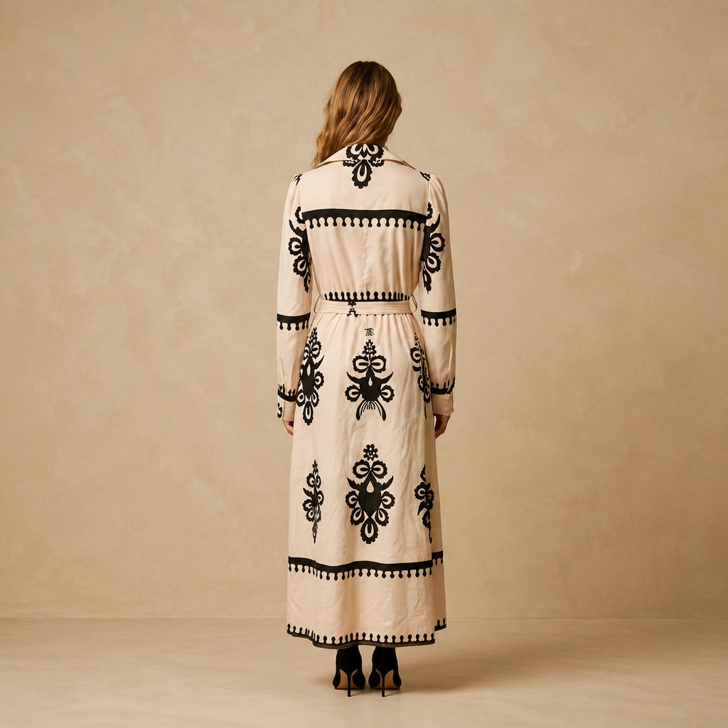 Robe Longue Chemisier à Imprimé Baroque Isadora