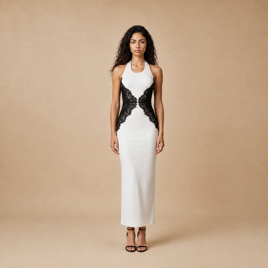 Robe Longue Dentelle Noir et Épaules Dénudées Viviana