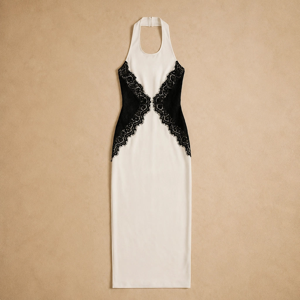 Robe Longue Dentelle Noir et Épaules Dénudées Viviana