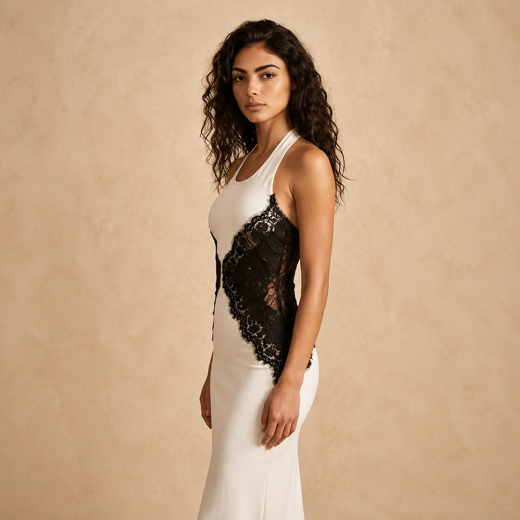 Robe Longue Dentelle Noir et Épaules Dénudées Viviana