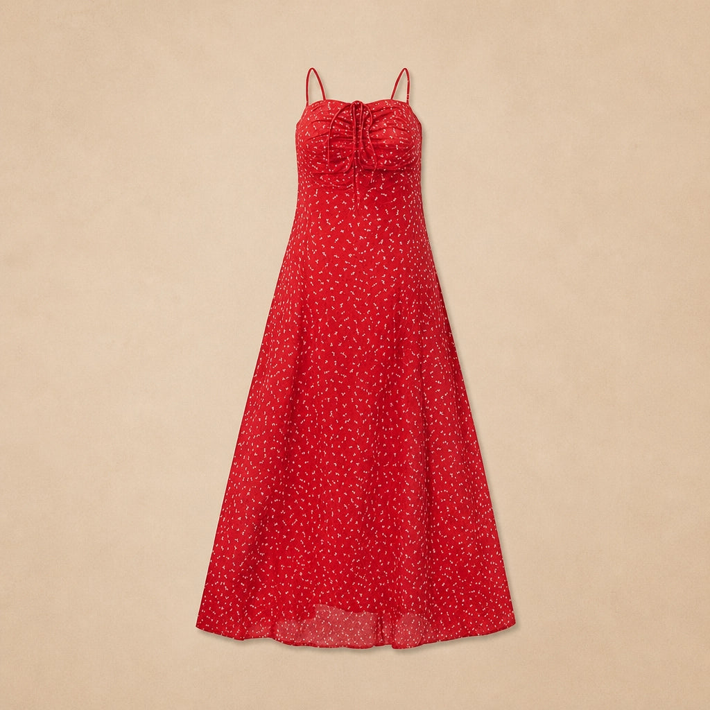 Robe Longue Fluide Imprimée Rouge Frattini