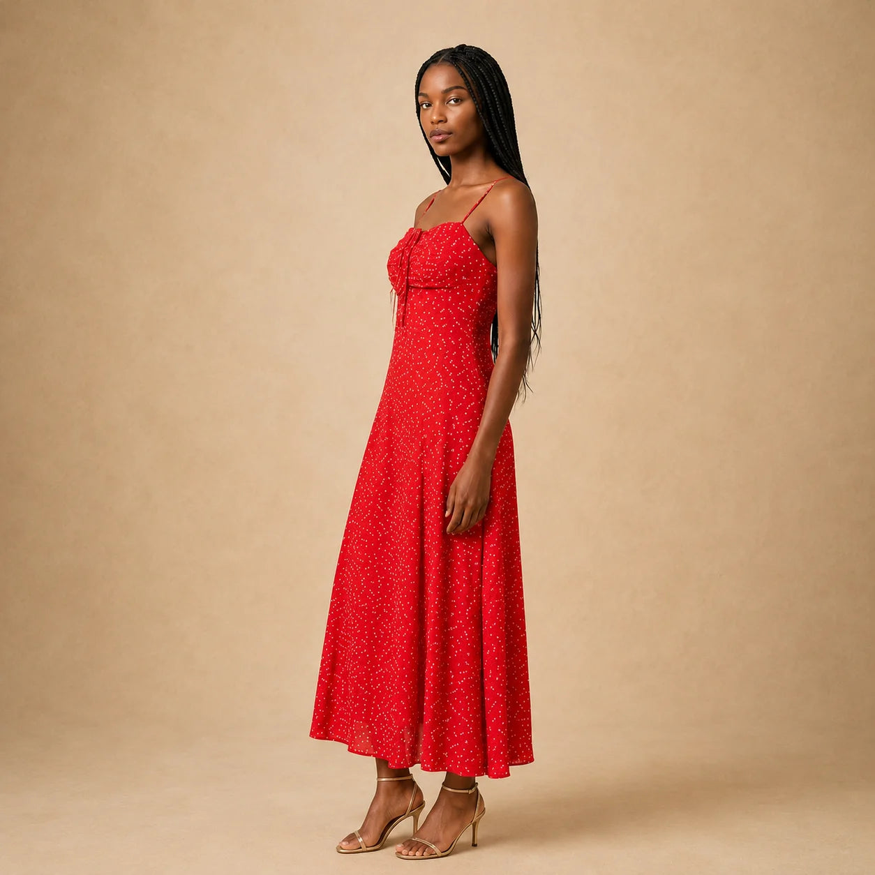 Robe Longue Fluide Imprimée Rouge Frattini