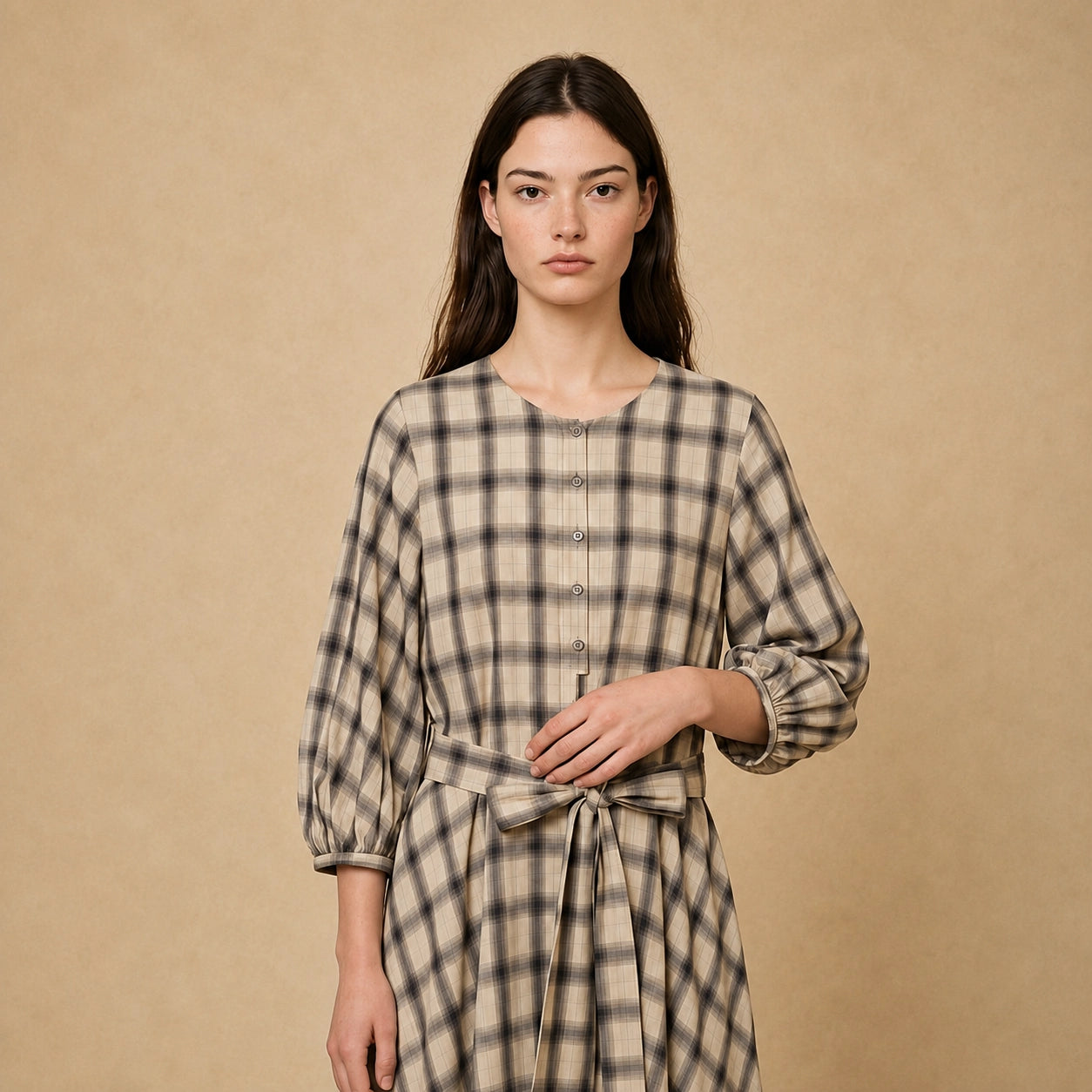 Robe Longue Fluide Style Tartan Sophistiqué Gismondi