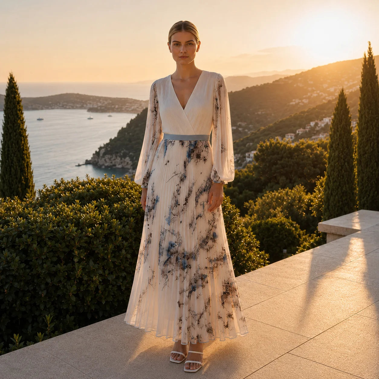 Robe Longue à Imprimé Floral Ginevra