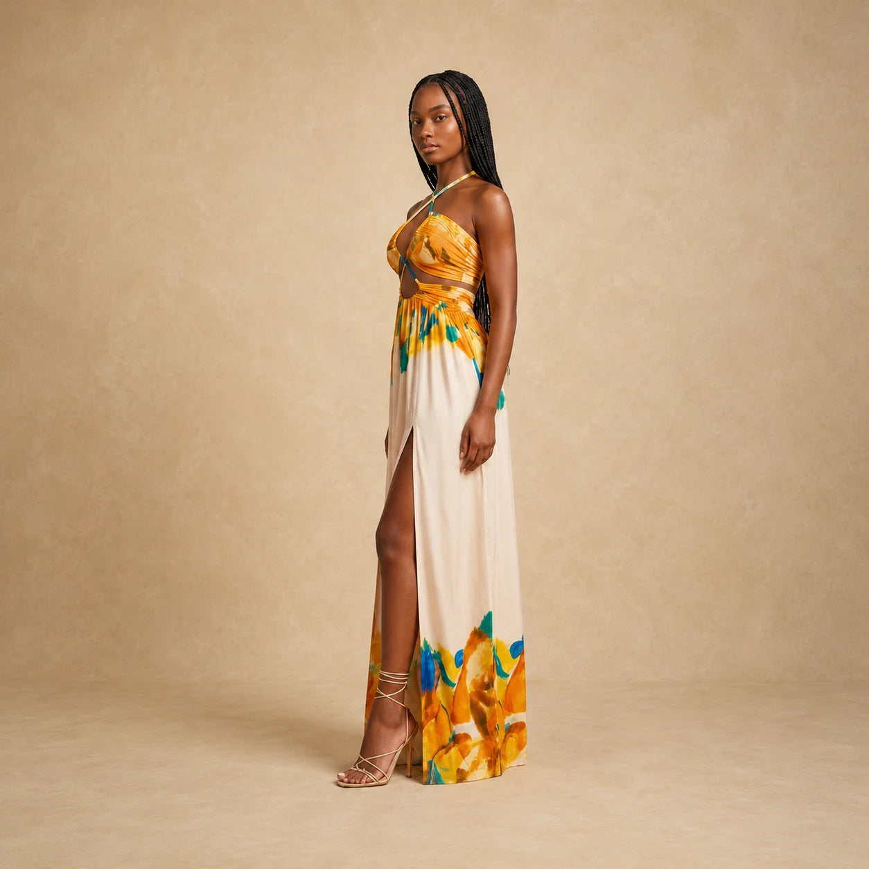 Robe Longue Fluide à Imprimé Graphique Lagana