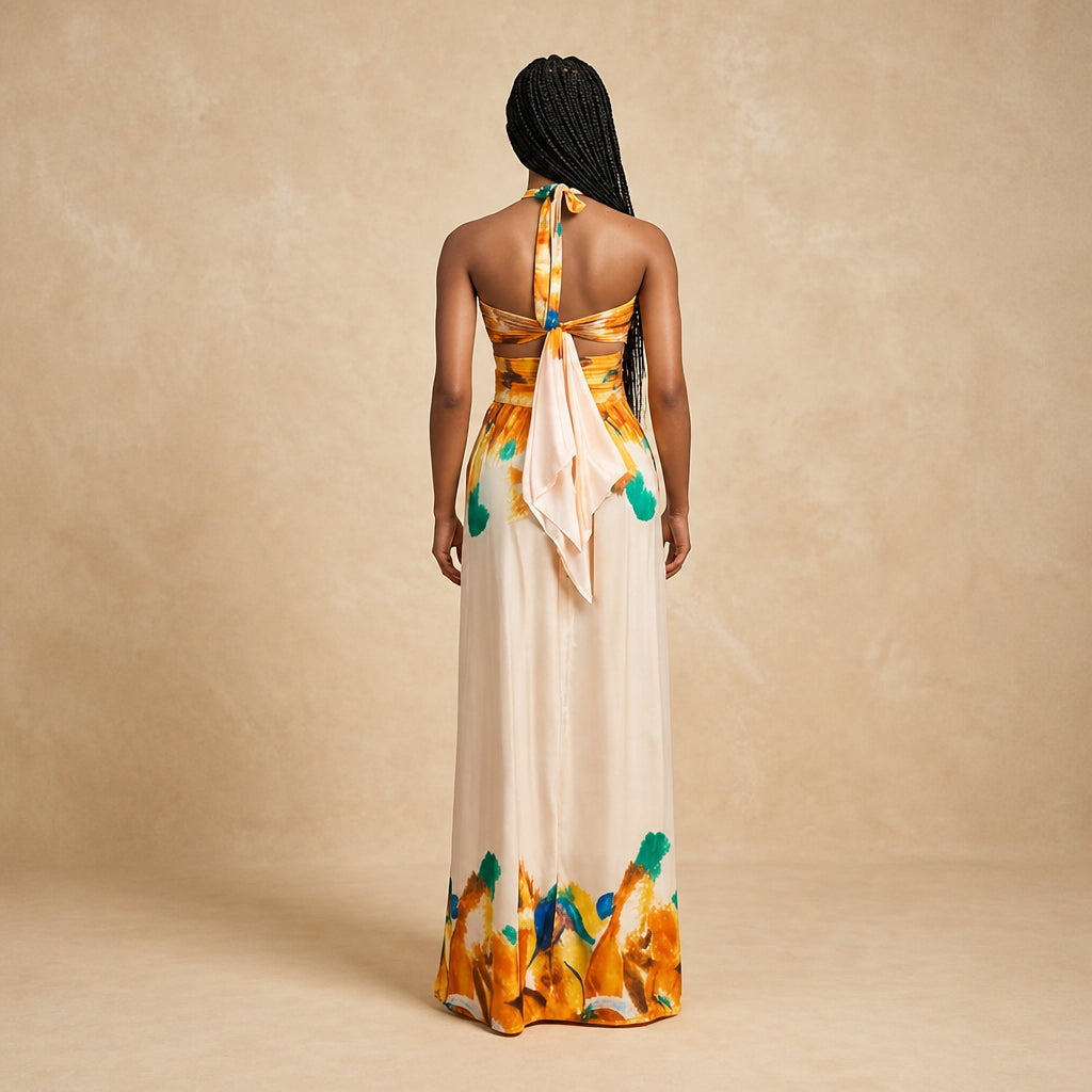 Robe Longue Fluide à Imprimé Graphique Lagana