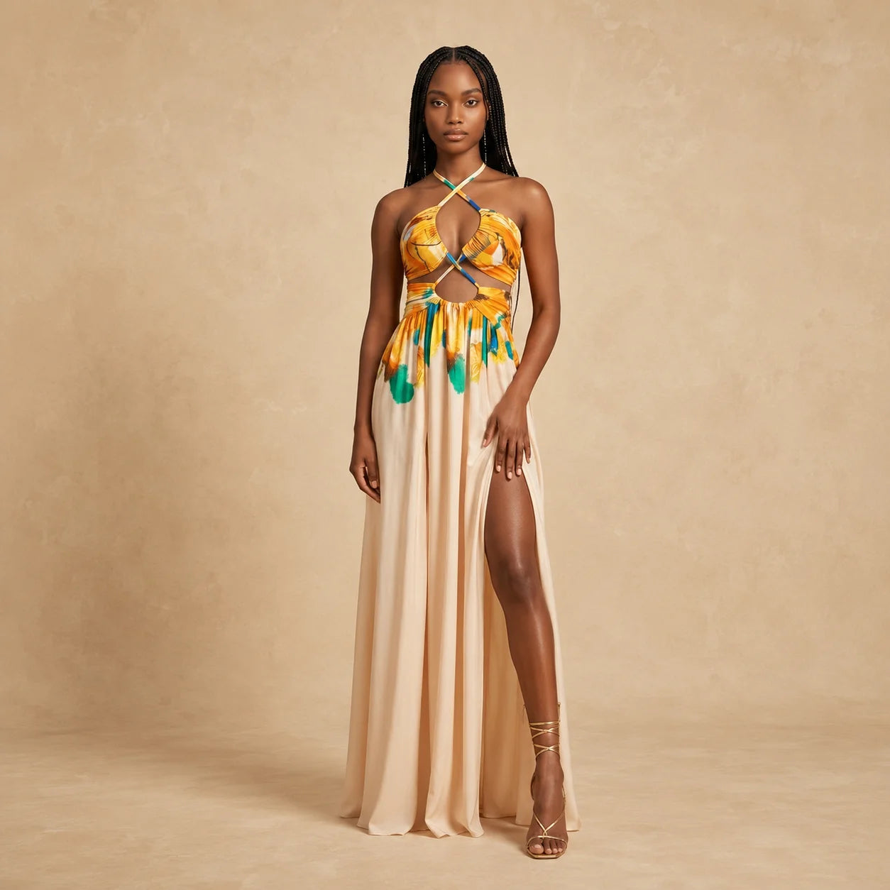 Robe Longue Fluide à Imprimé Graphique Lagana