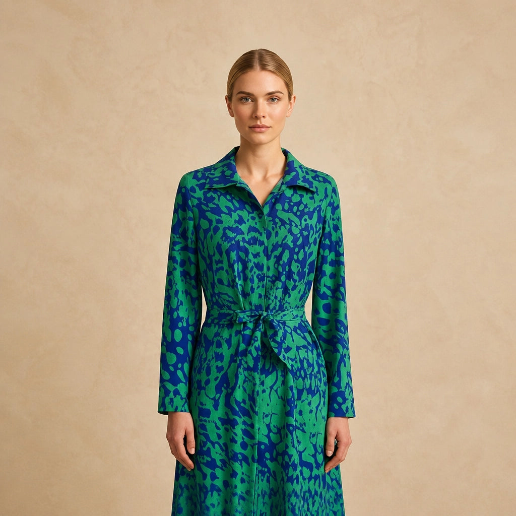 Robe Longue Fluide à Motif Botanique Neiva