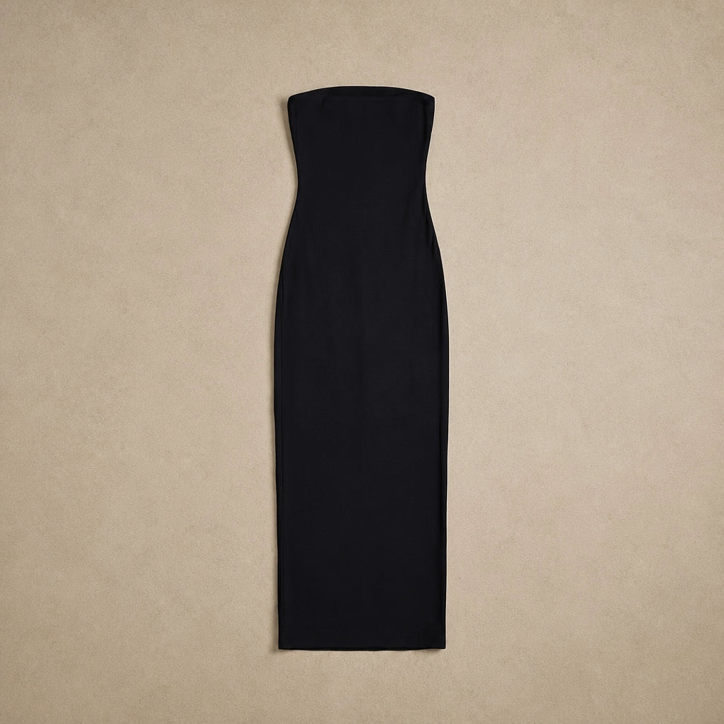 Robe Longue Fourreau Sans Bretelles à Fente Valentina
