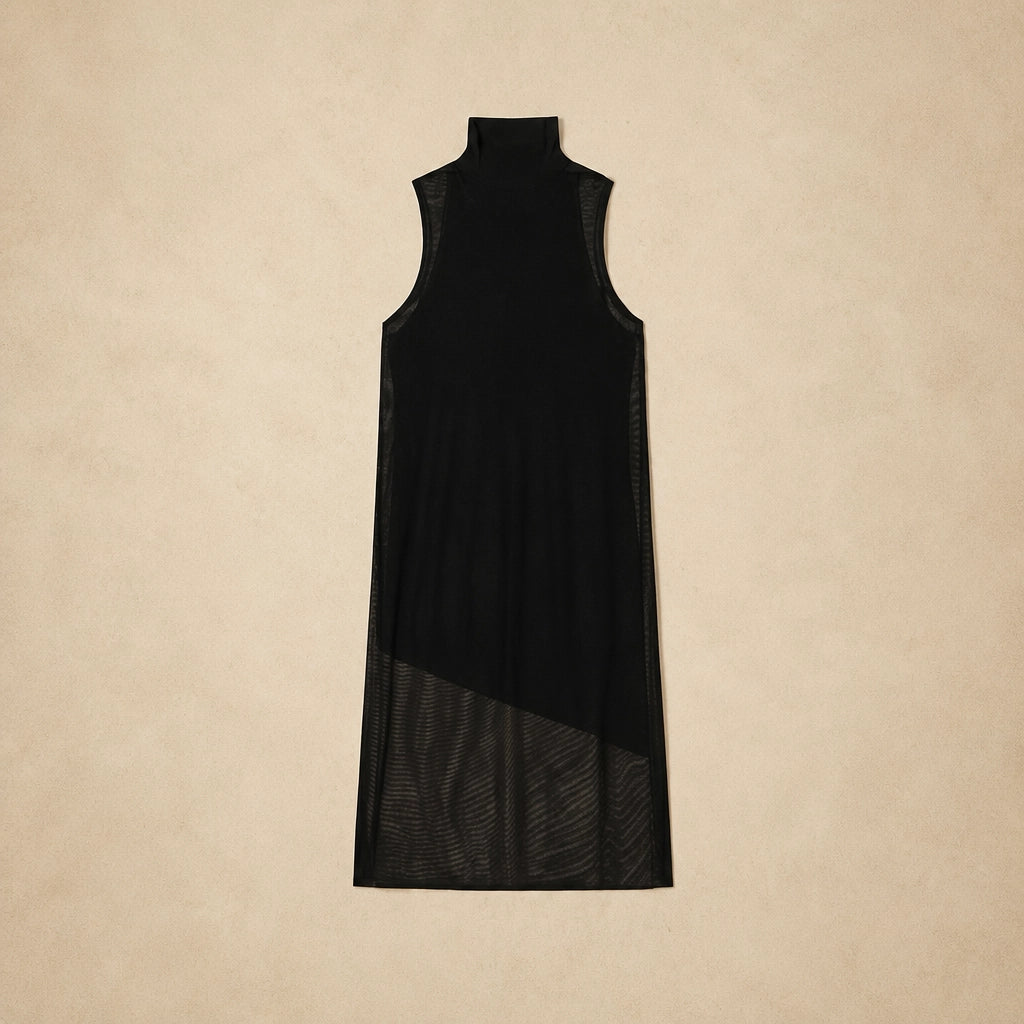 Robe Longue Noir Double Épaisseur Aveni
