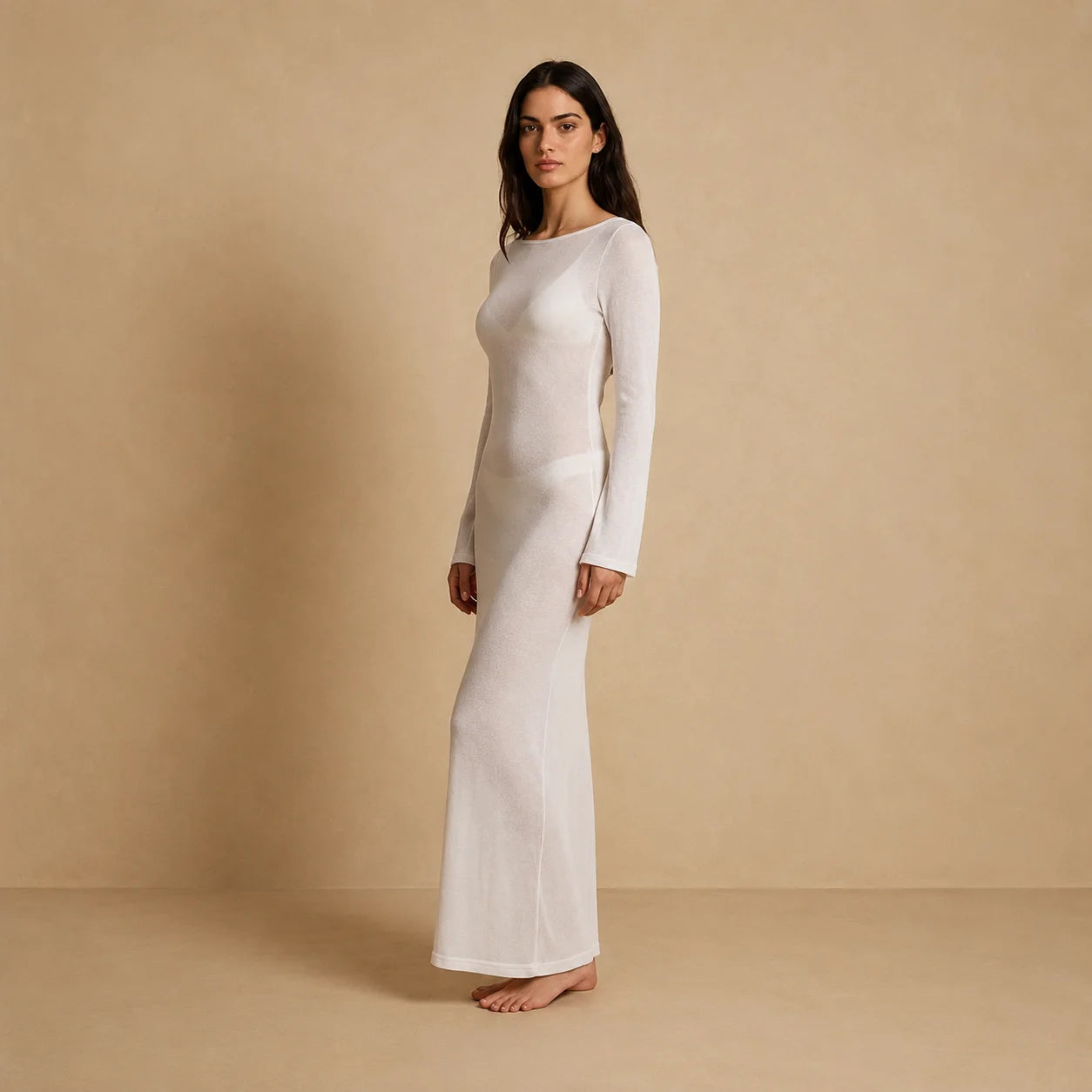 Robe Longue Transparente en Maille Fine Giorgia