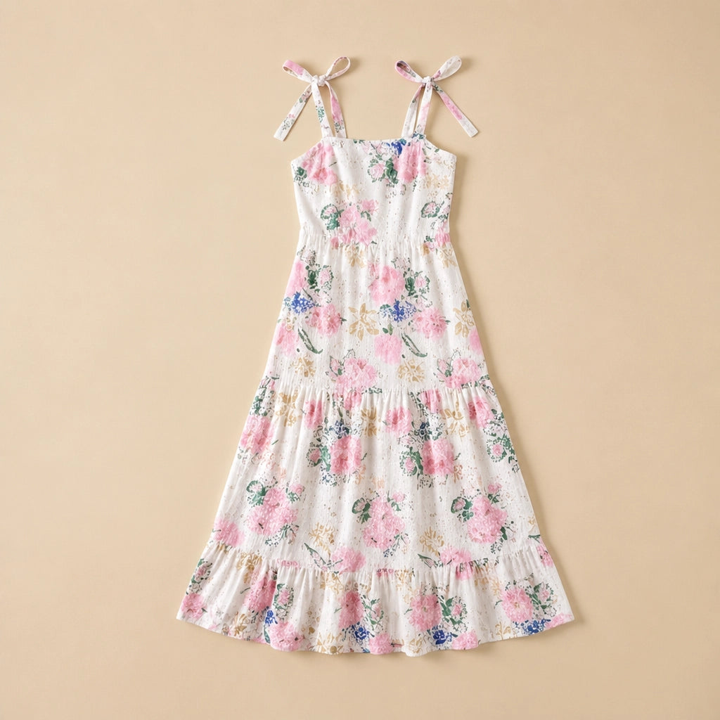 Robe Longue à Broderies Florales Carmela