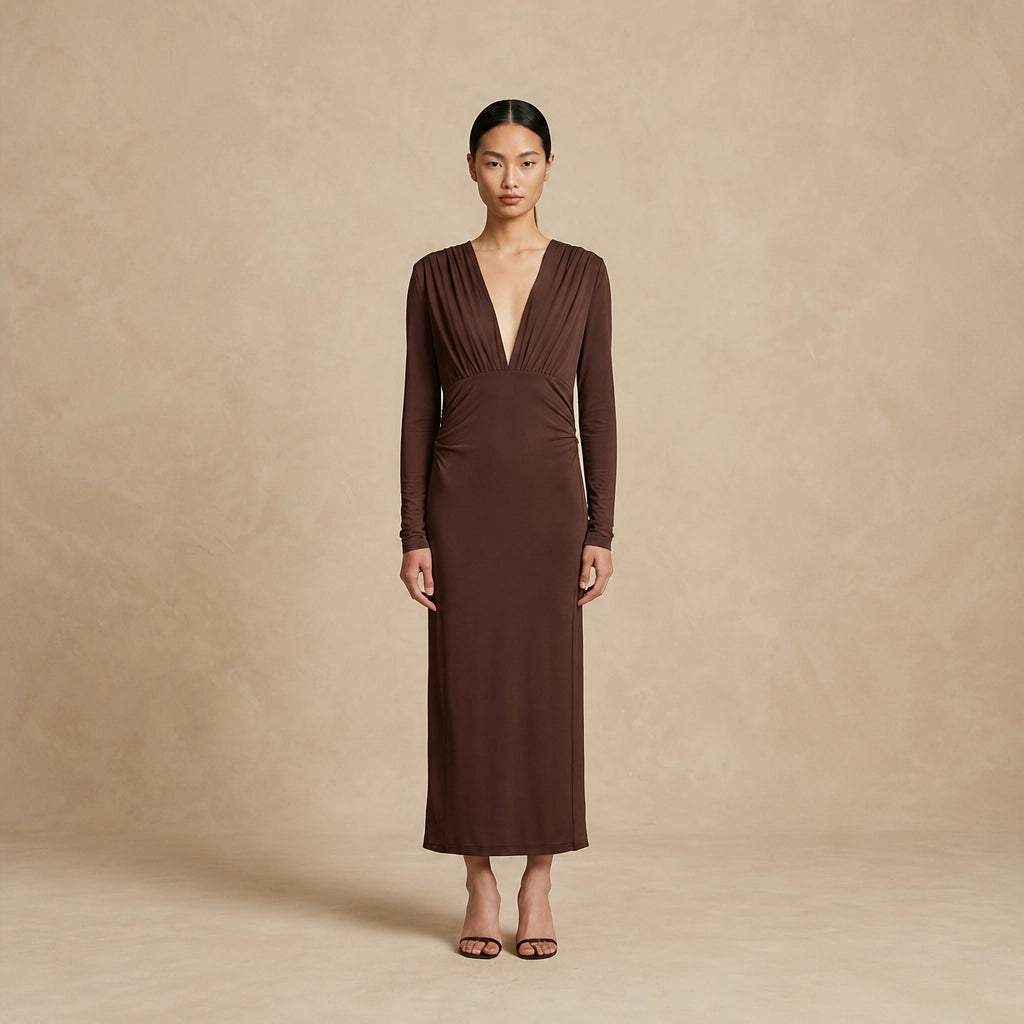 Robe Longue à Col V Évasée Gotti