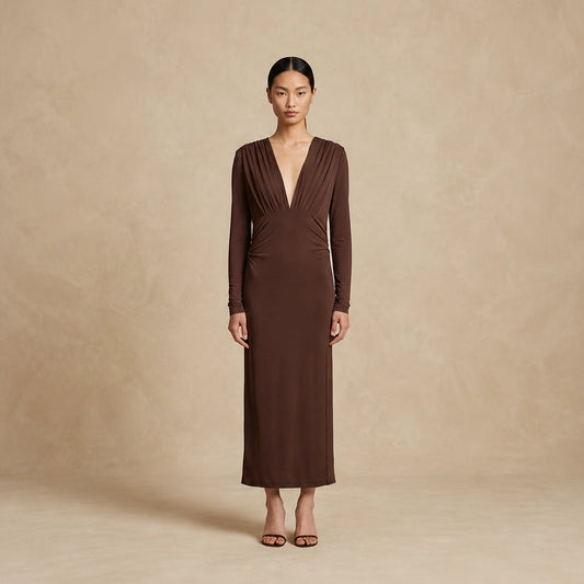 Robe Longue à Col V Évasée Gotti