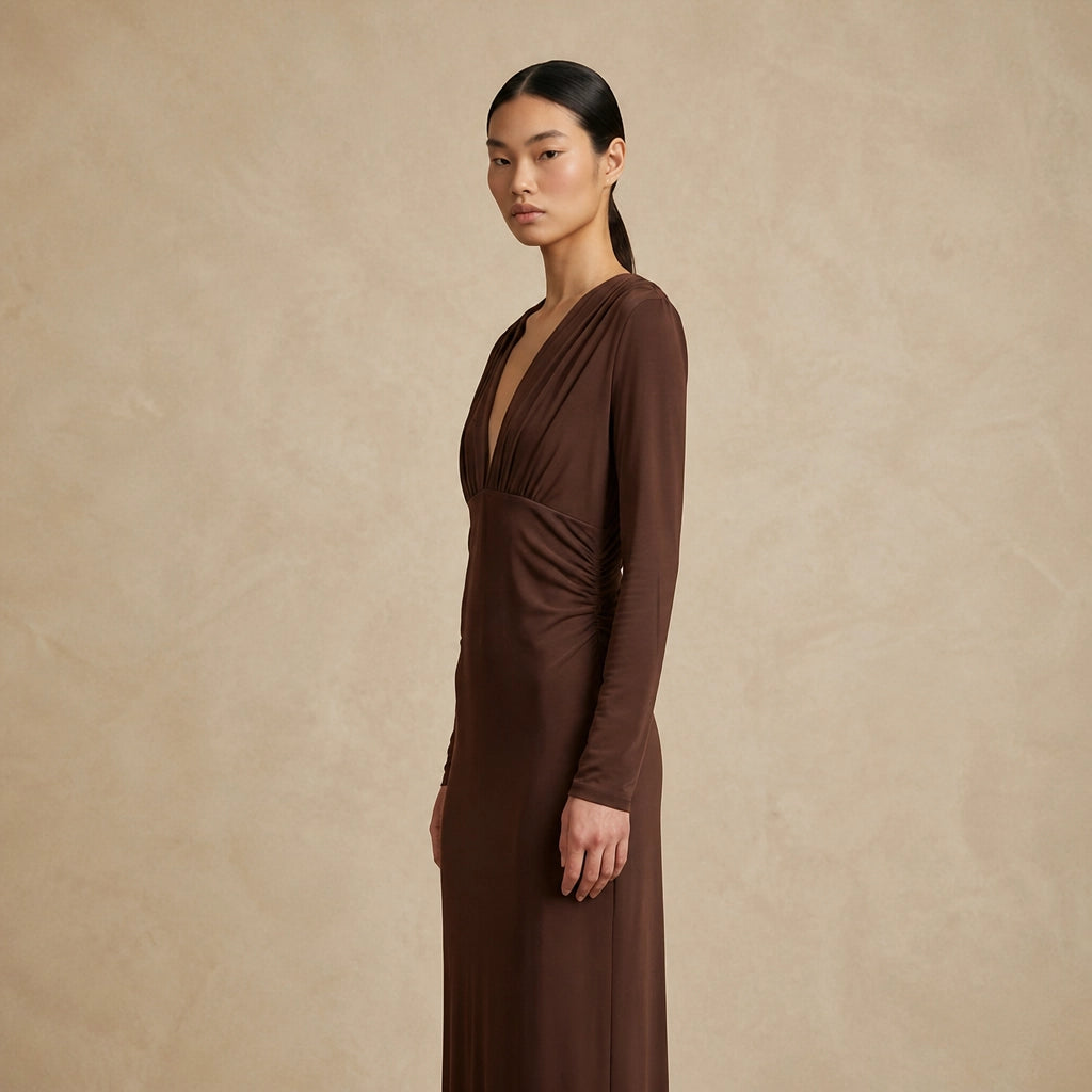 Robe Longue à Col V Évasée Gotti