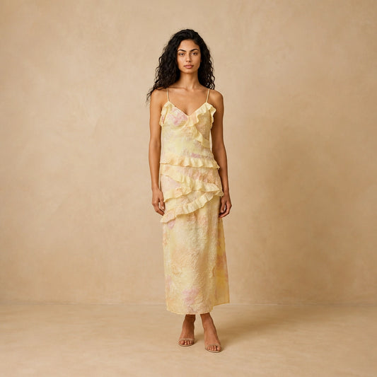 Robe Longue à Encolure en V Graphique Rugani