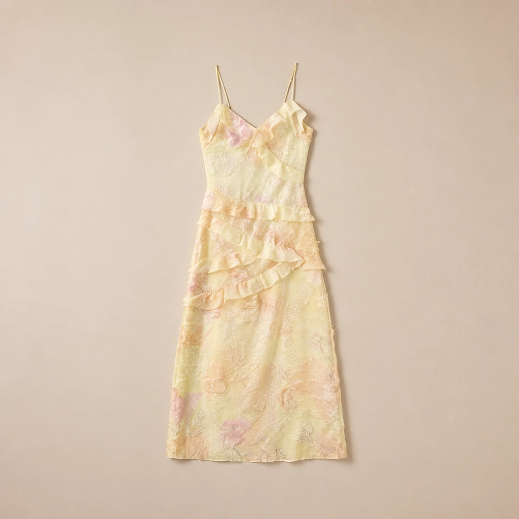 Robe Longue à Encolure en V Graphique Rugani