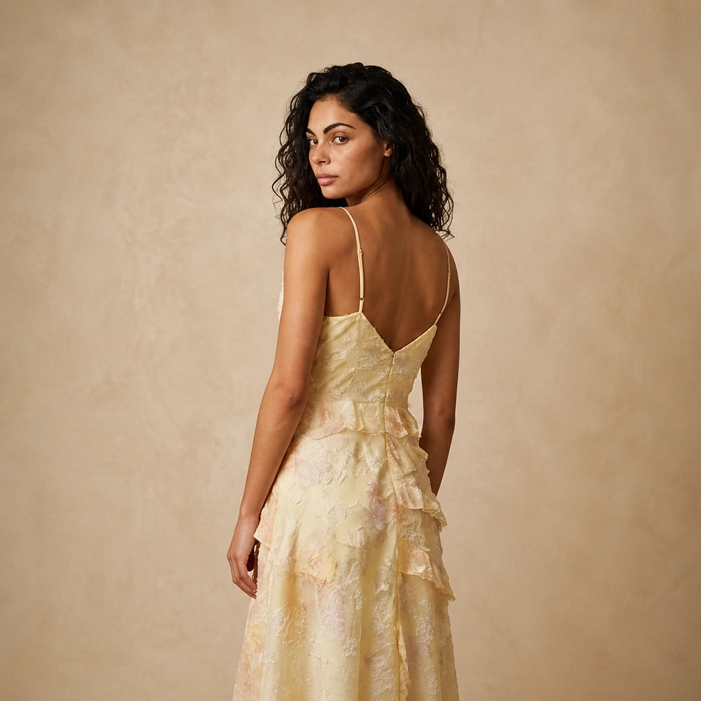 Robe Longue à Encolure en V Graphique Rugani