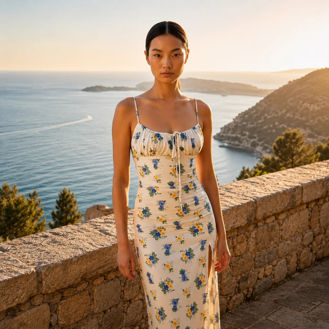 Robe Longue à Imprimé Floral Elide