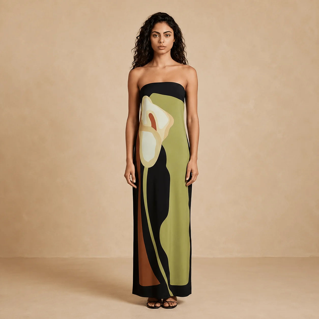 Robe Maxi Bustier à Imprimé Artistique Vellucci