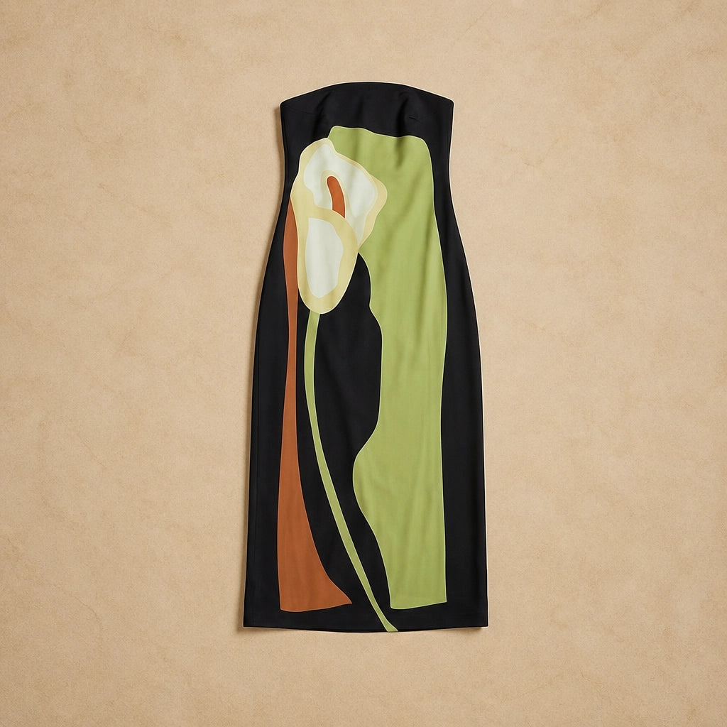 Robe Maxi Bustier à Imprimé Artistique Vellucci