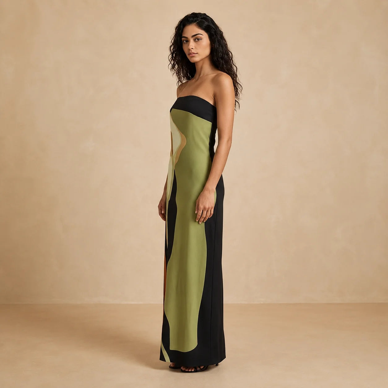 Robe Maxi Bustier à Imprimé Artistique Vellucci