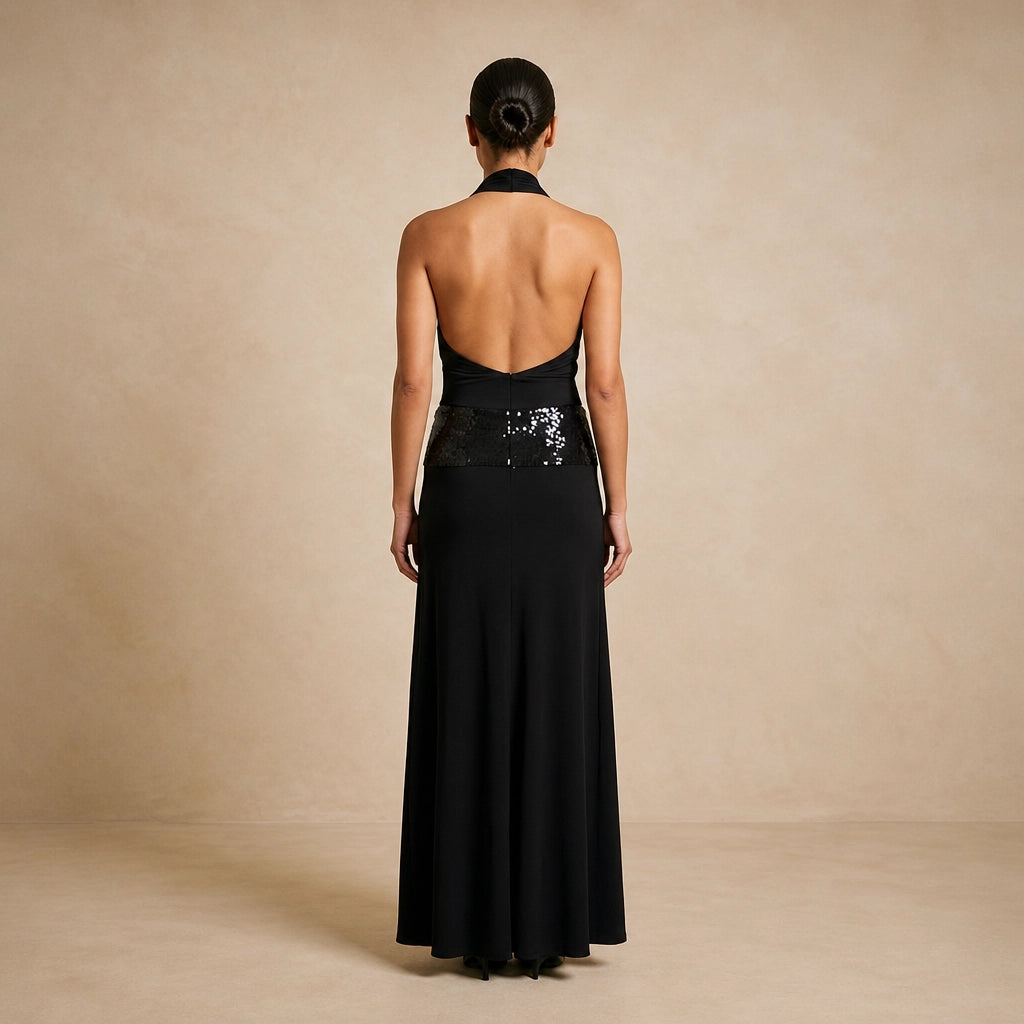 Robe Maxi Dos Nu au Drapé Sculptural Giuliana