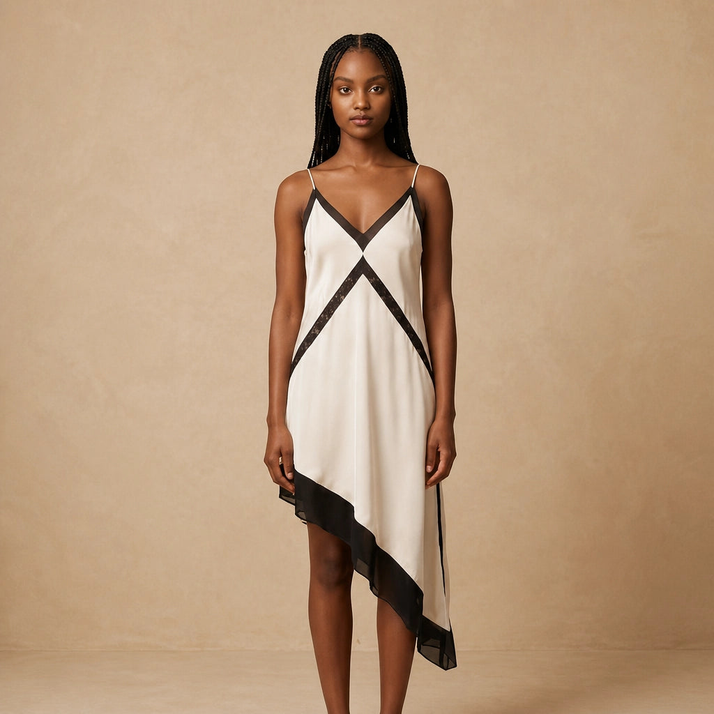 Robe Midi Asymétrique en Satin Drapé Iginia