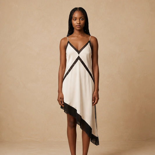Robe Midi Asymétrique en Satin Drapé Iginia