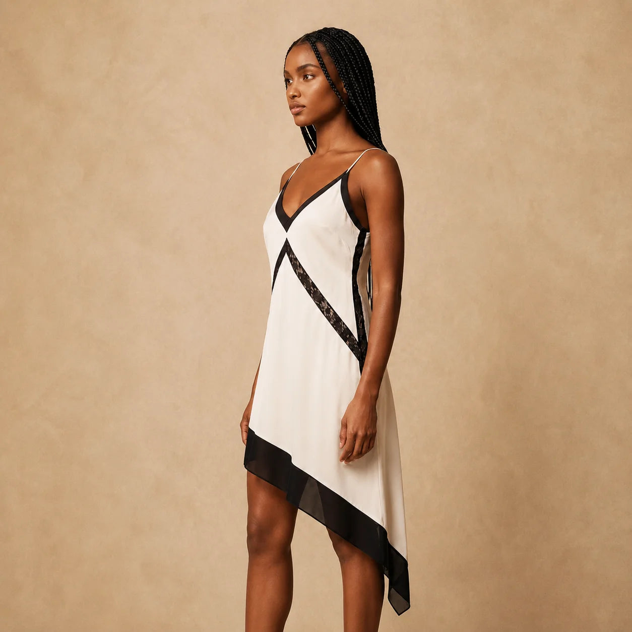 Robe Midi Asymétrique en Satin Drapé Iginia