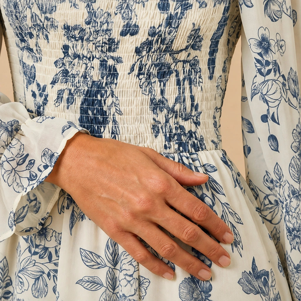 Robe Midi Champêtre à Imprimé Viola