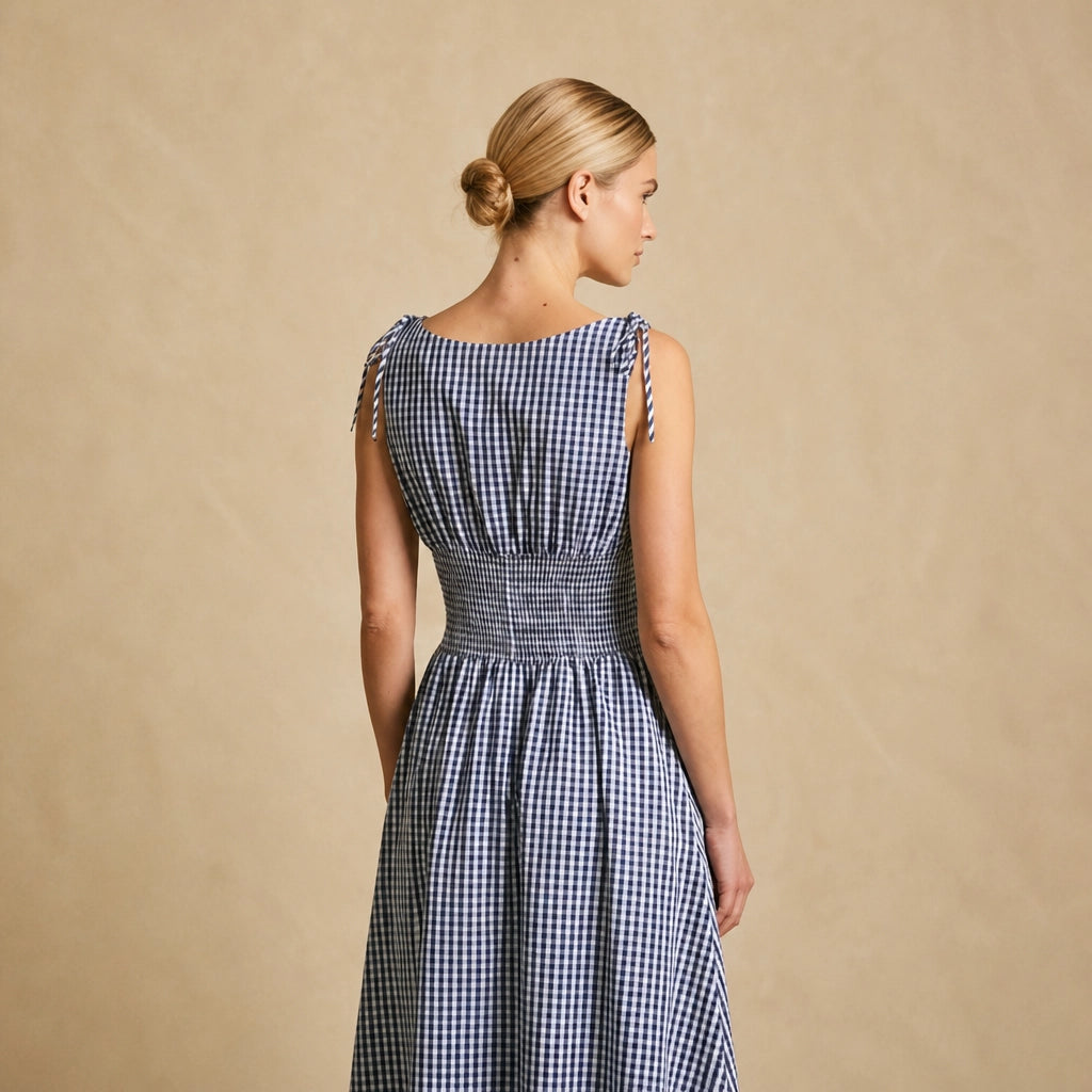 Robe Midi Cintrée Sans Manches à Motif Plaid Stavola