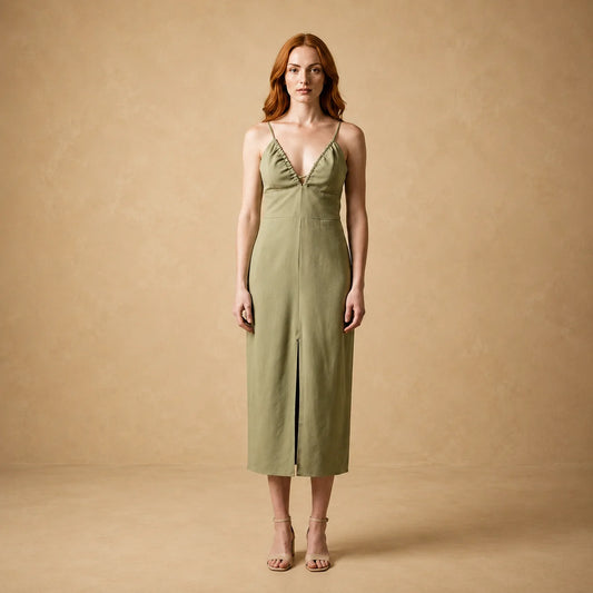 Robe Midi Épurée à Encolure V Sagona