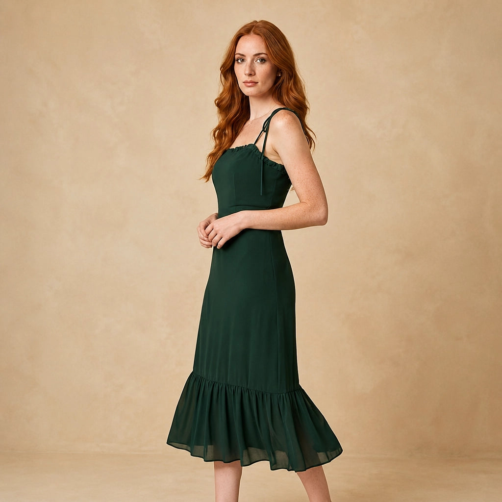 Robe Midi Fourreau Cintrée Vert Foncé Parenti