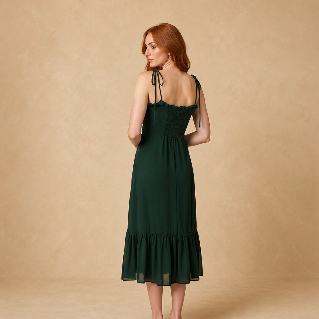 Robe Midi Fourreau Cintrée Vert Foncé Parenti