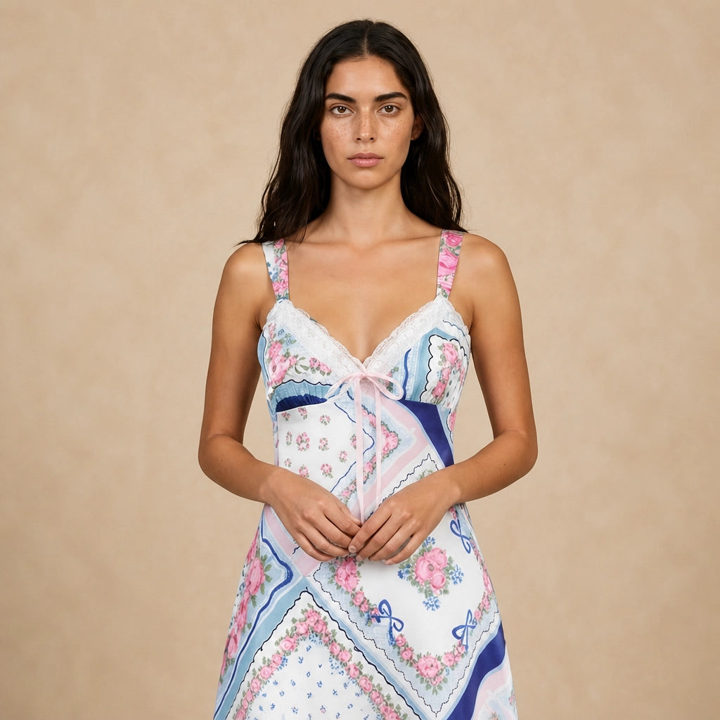 Robe Midi Satinée à Imprimé Abstrait Tierno