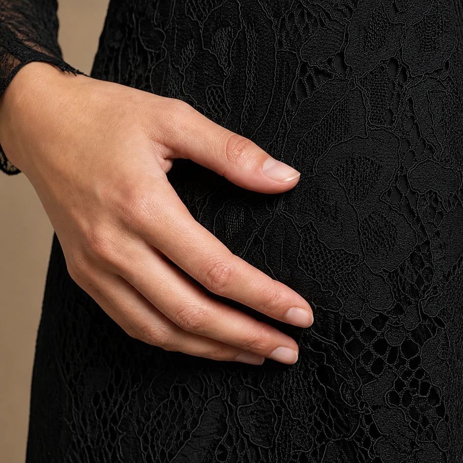 Robe Midi en Dentelle et Manches Longues Parma