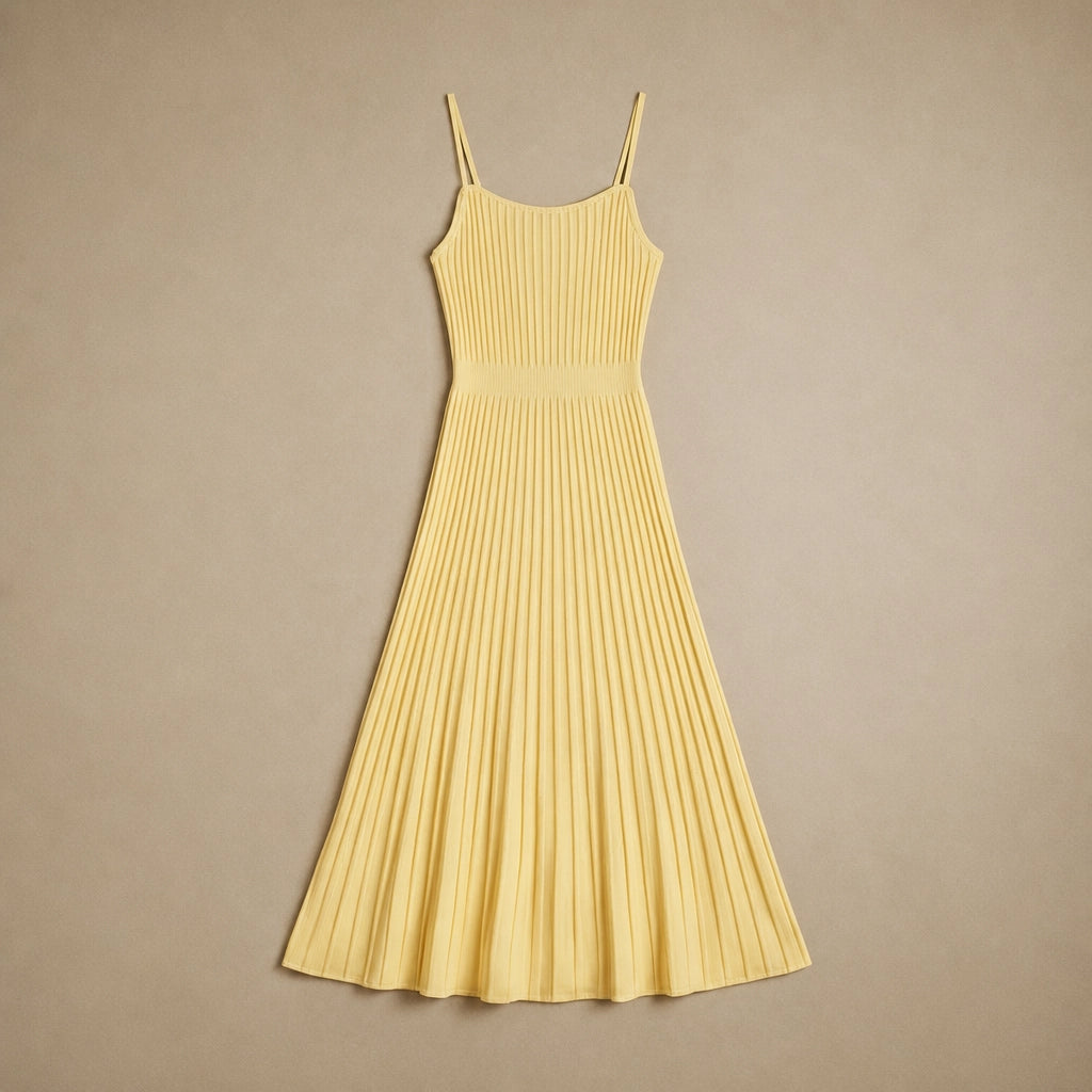 Robe Midi en Maille Plissée Ludovica