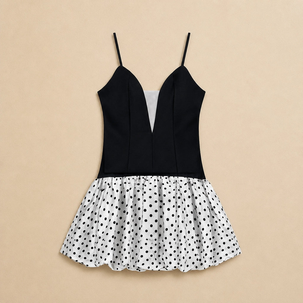Robe Mini Graphique en Maille Stretch à Pois Cora