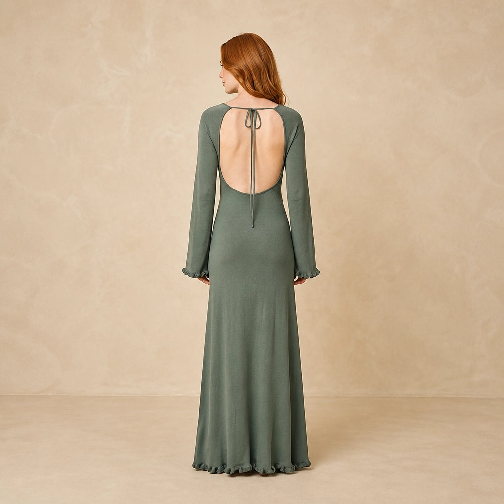 Robe Moulante Tricotée à Finitions Volantées Mula