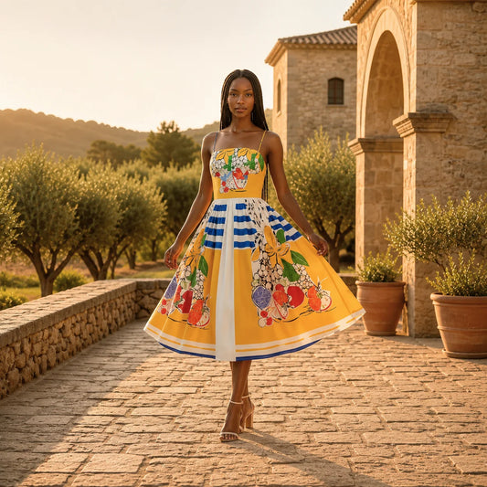 Robe Sans Manches au Motif Fruité Riviera Alida