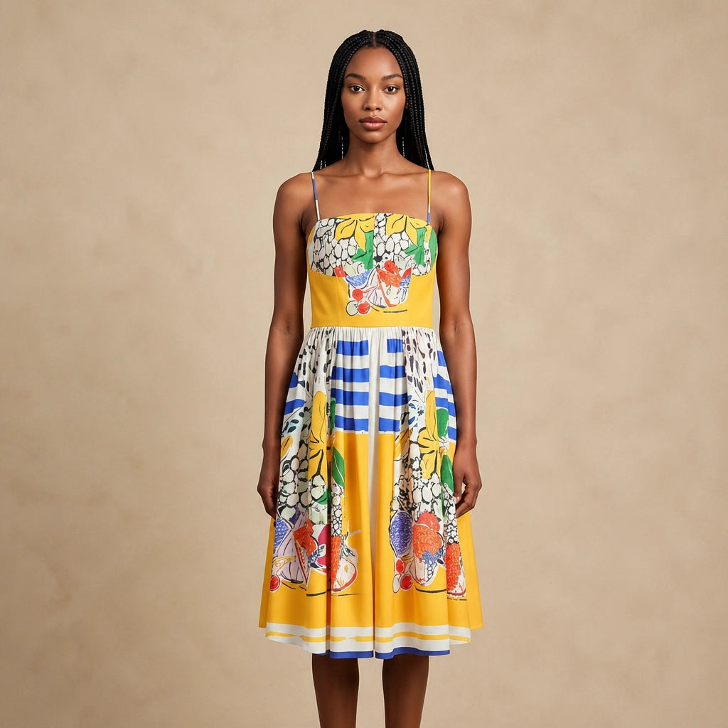 Robe Sans Manches au Motif Fruité Riviera Alida