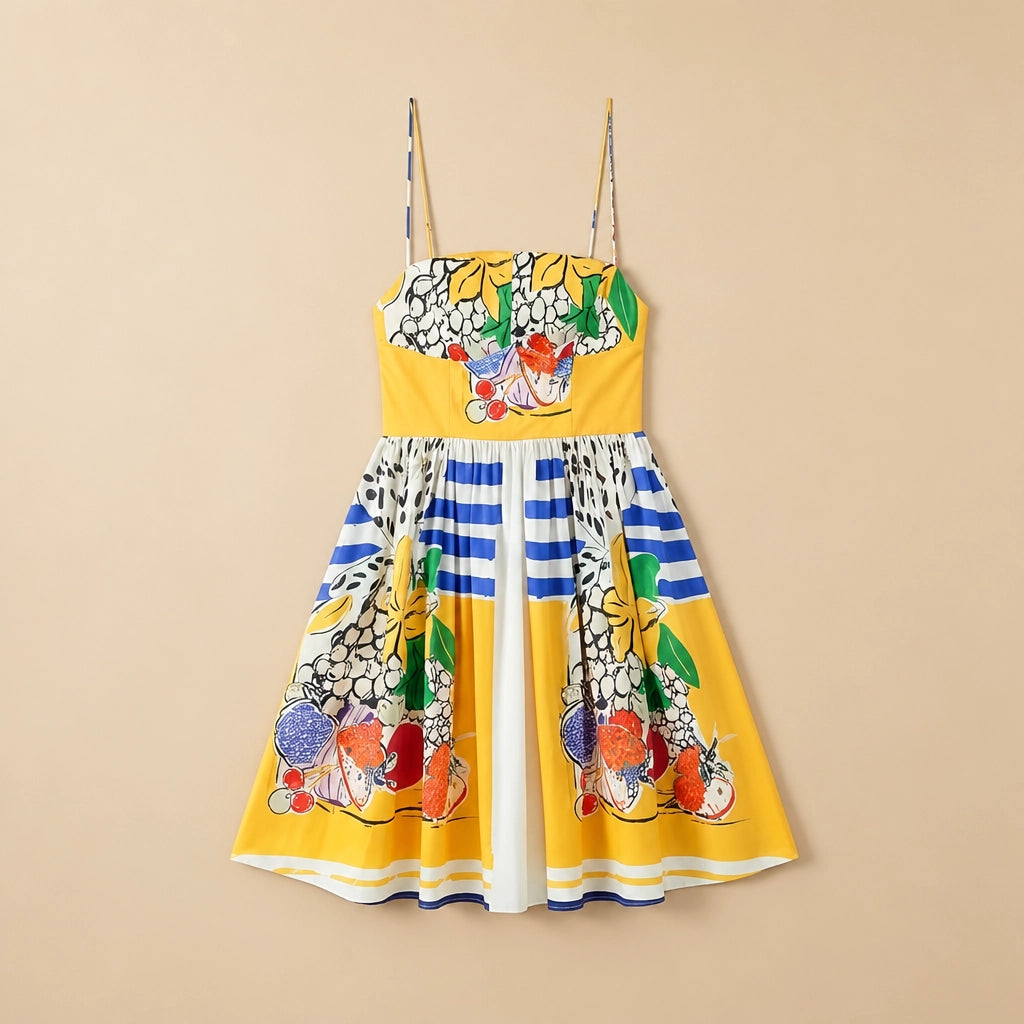 Robe Sans Manches au Motif Fruité Riviera Alida