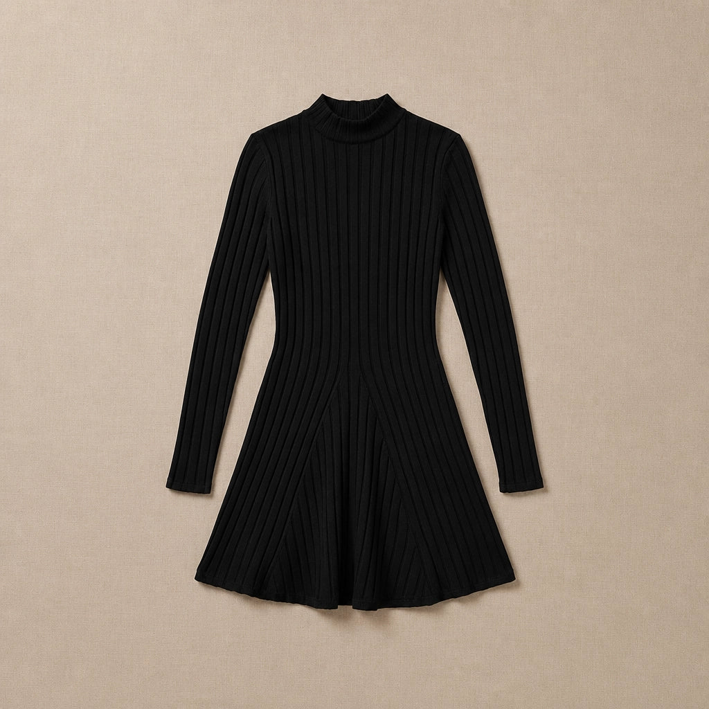 Robe Trapèze à Col Montant en Maille Fine Beatrice