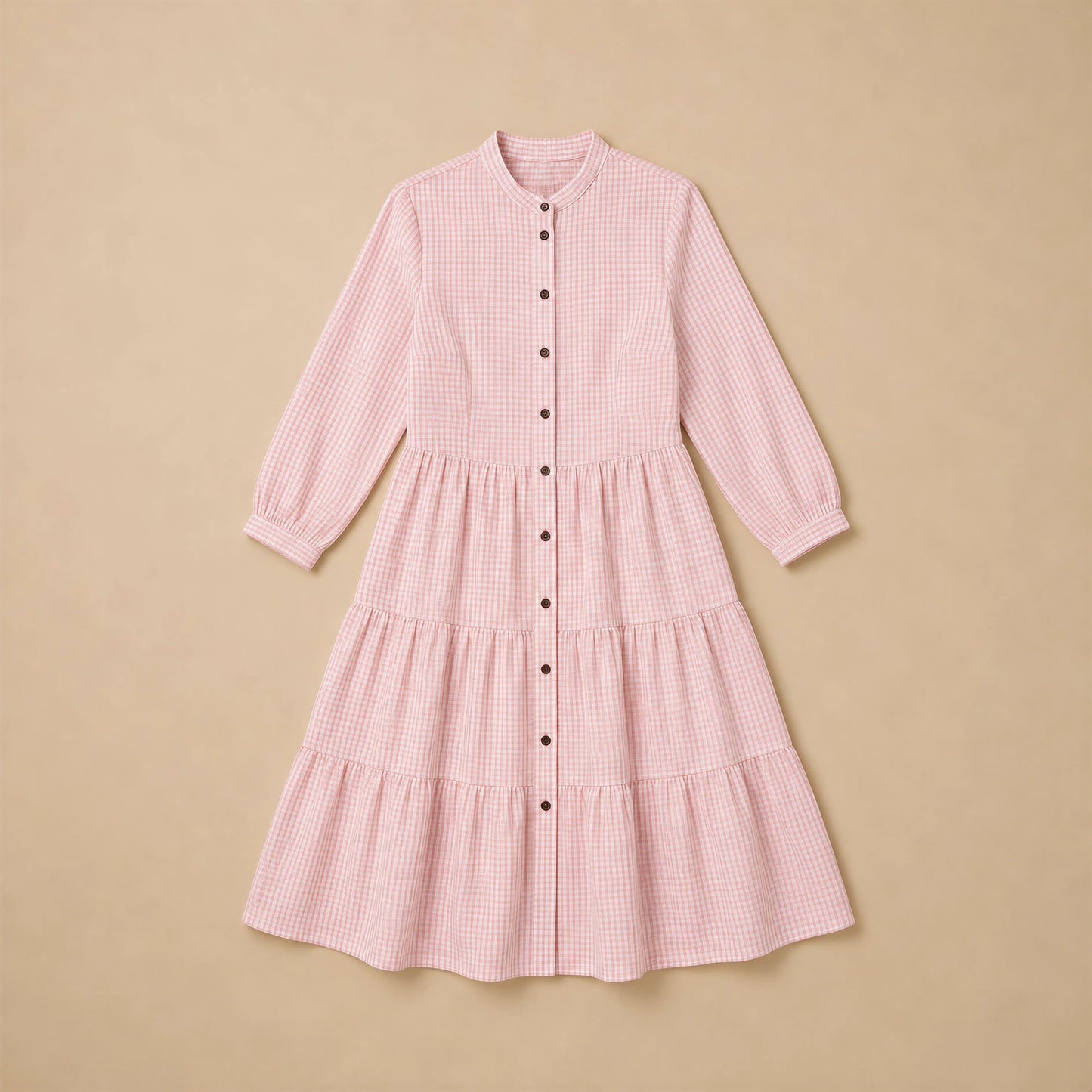 Robe Chemise Midi à Col Officier et Plis Fluides Soli